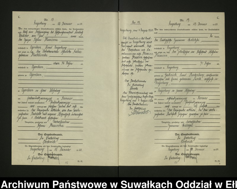 image.from.unit.number "[Sterbe - Register (Neben - Register) Standesamt Angerburg einschl. der Bezirke Gross Strengeln, Kehlen und Prinowen]"