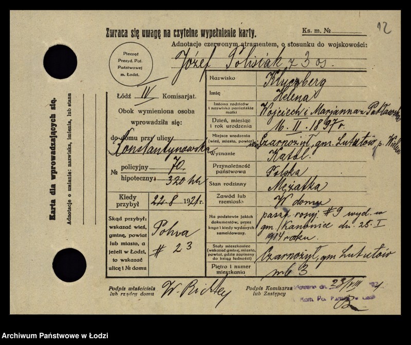 Obraz 14 z jednostki "[Spis ludności Łodzi] Kluka - Kmieć"