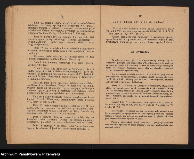 image.from.unit.number "IV Sprawozdanie Dyrekcji Gimnazjum Państwowego im. Kornela Ujejskiego w Kamionce Strumiłowej za rok szkolny 1921/22"