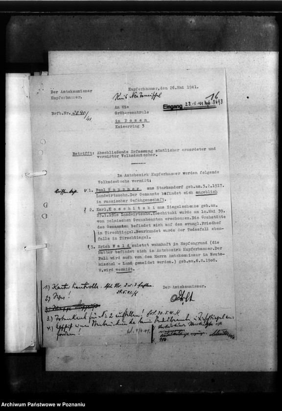 Obraz 20 z jednostki "Kreis Grätz (Grodzisk). Wykazy i korespondencja w sprawie miejscowych Niemców, którzy zginęli w 1939 roku"