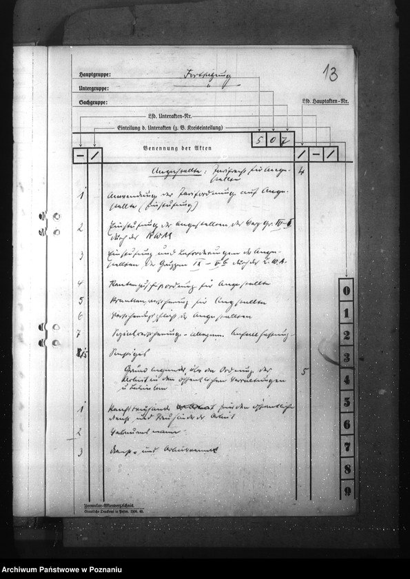 Obraz 17 z jednostki "Wykaz akt dla wydziału Wirtschaft und Arbeit"