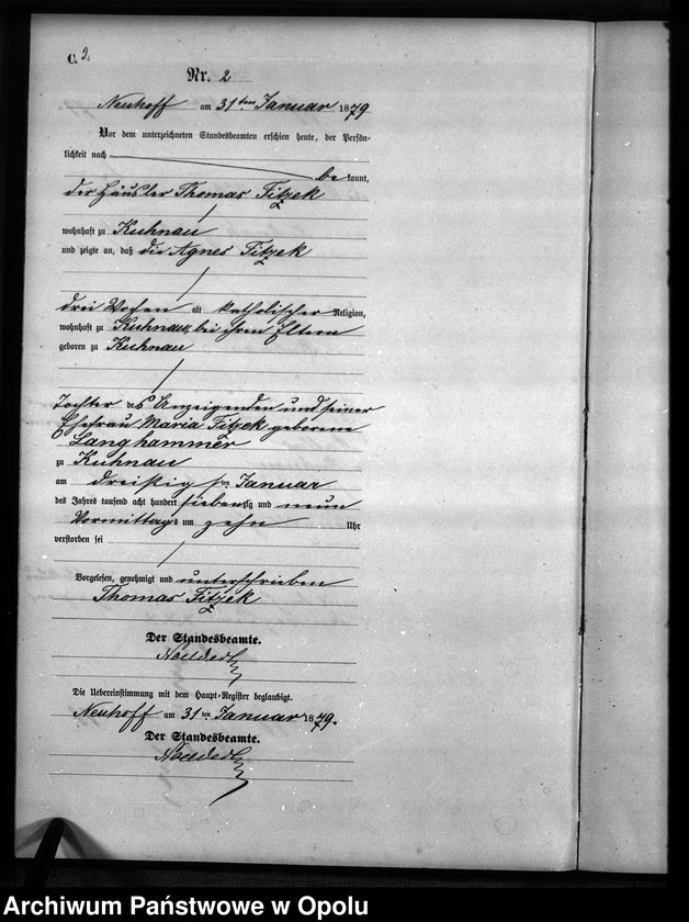 Obraz 5 z jednostki "Sterbe-Neben-Register Standesamts Kuhnau pro 1879"