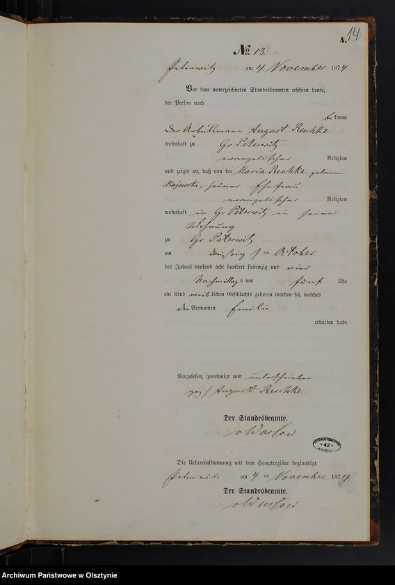 image.from.team "Urząd Stanu Cywilnego w Piotrowicach pow. iławski ( dawny pow. suski )"