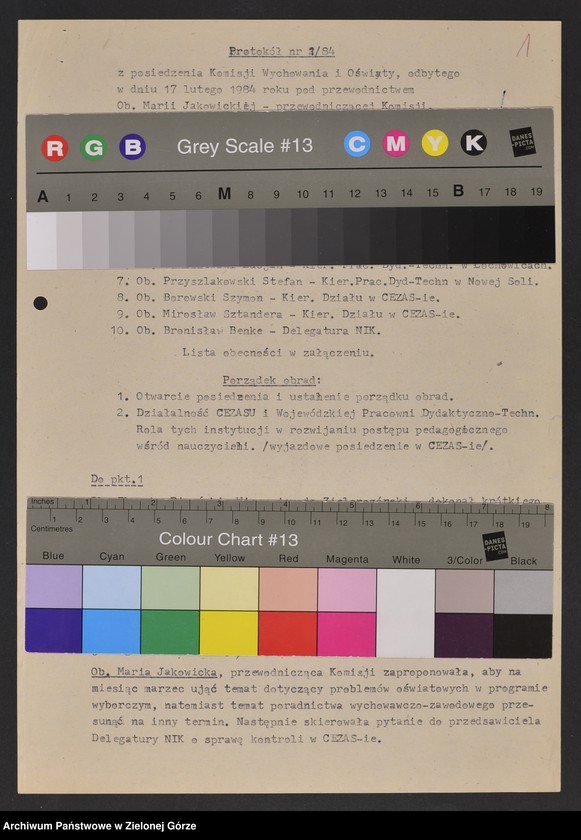 image.from.unit.number "Protokóły z posiedzeń Komisji Wychowania i Oświaty Wojewódzkiej Rady Narodowej w Zielonej Górze; Nr 1 - 2; 1 - 2"