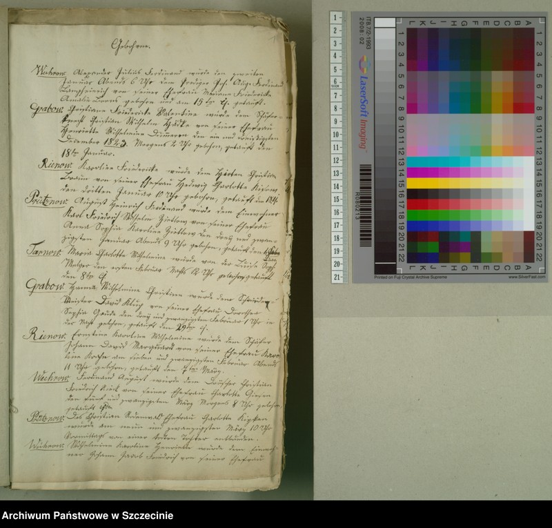 image.from.unit.number "Duplicate des Kirchenbuchs von den Grabowschen Gütern [Grabow]: Prützow [Prusinowo], Rienow [Rynowo], Tarnow [Tarnowo], Wuhrow [Worowo] und Mühlendorf [Poradz]"