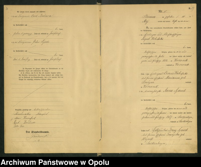 image.from.unit.number "Urząd Stanu Cywilnego Bierawa Księga małżeństw rok 1884-85"