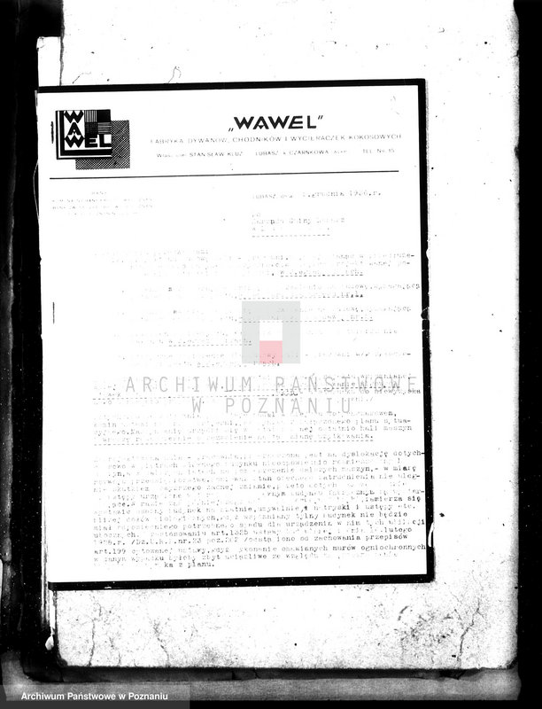 Obraz 6 z jednostki "Zatwierdzenie zakładu przemysłowo /warsztat tkacki firmy Wawel w Lubaszu pow. czarnkowski/"