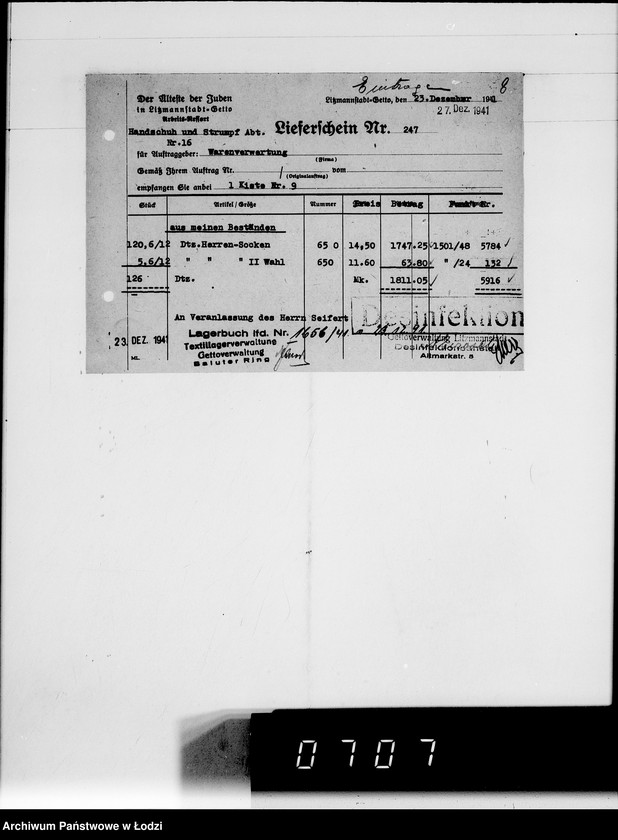 Obraz 13 z jednostki "Handschuh-u.Strumpf-Abteilung. [Świadectwa dostaw z Getta]"
