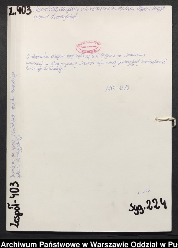 image.from.unit.number "O urządzaniu chłopów byłej rządowej wsi Roguźna, gm. Komorowo wchodzącej w skład prywatnej własności tejże nazwy podlegającej ziemianinowi Antoniego Zielińskiego"