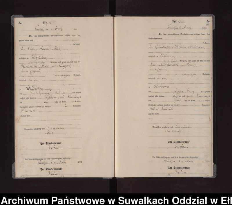 image.from.unit.number "Geburts-Neben-Register des Königlich Preussischen Standes-Amtes Gneist Kreis Loetzen"