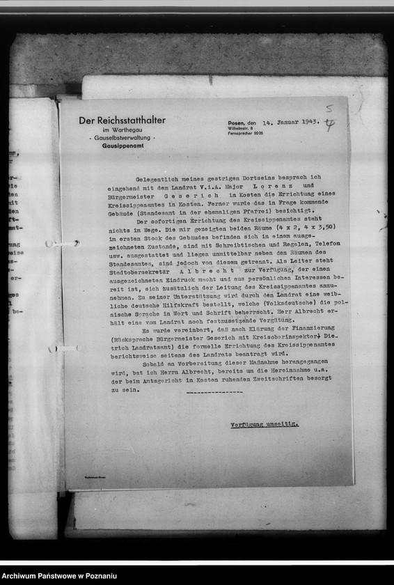 Obraz 8 z jednostki "[Korespondencja w sprawach organizacyjnych, sprawozdanie z działalności Kreissippenamt w Kościanie]"