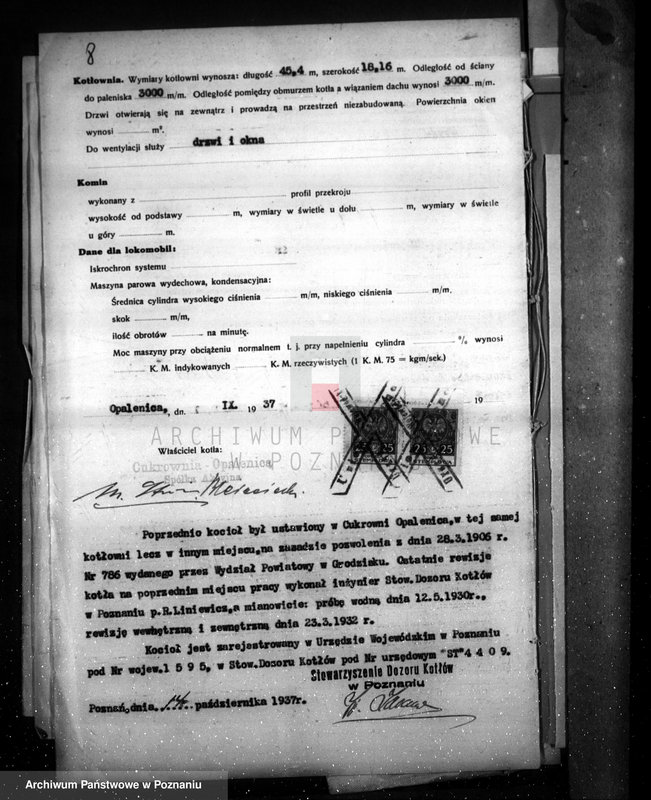 Obraz 12 z jednostki "Cukrownia Opalenica Spółka Akcyjna, pow. N. Tomyśl nr woj. 1595"