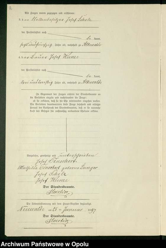 Obraz 6 z jednostki "Heiraths-Neben-Register des Standesamts Altewalde pro 1897"