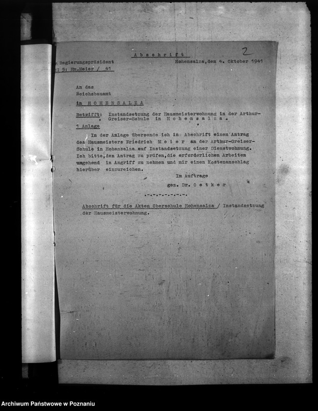 Obraz 6 z jednostki "Ausbau der Ober - Heimschule Hohensalza (Inowrocław)"