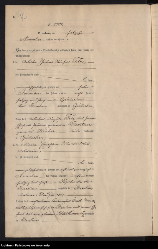 image.from.unit.number "Heiraths-Haupt-Register Breslau I 1900 Band 6"