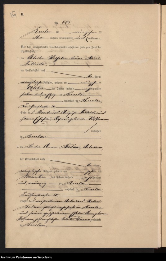 image.from.unit.number "Heiraths-Haupt-Register Breslau I 1910 Band 3"