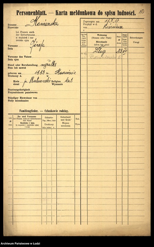 Obraz 12 z jednostki "[Spis ludności Łodzi] Konalska - Konga"