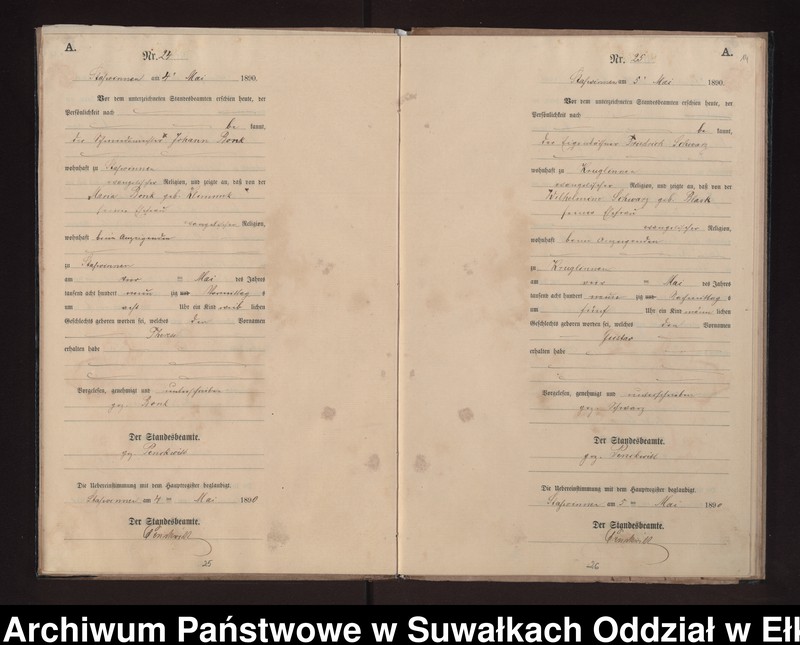 image.from.unit.number "Geburts-Neben-Register des Preussischen Standes-Amtes Stasswinnen Kreis Loetzen"