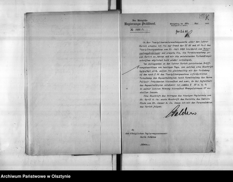 image.from.unit.number "Disciplinarverfahren wieder den Lehrer Herich [Adolf Ferdinand]"