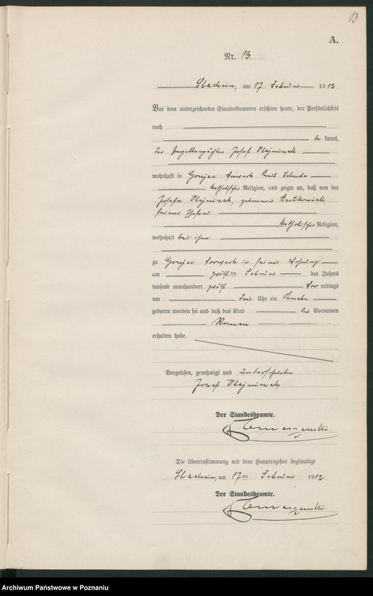 Obraz 16 z jednostki "Geburts-Neben-Register"