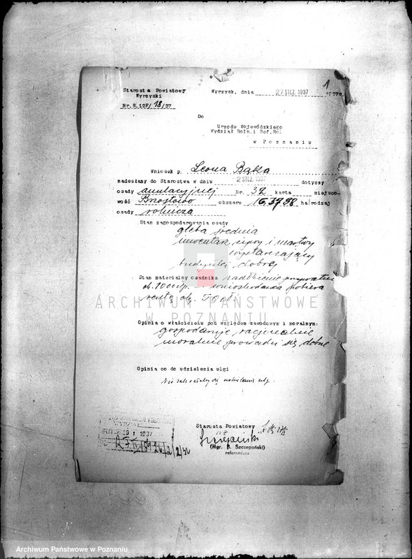 Obraz 5 z jednostki "/Podania rolników o ulgi w spłacie należności Funduszu Obrotowego Funduszu Obrotowego Reformy Rolnej z terenu powiatu wyrzyskiego"