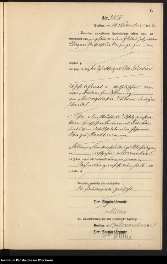 image.from.unit.number "Sterbe-Neben-Register Breslau I 1892 Band 8"