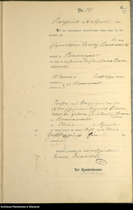 image.from.unit.number "Sterbe-Haupt-Register Nr 1 - 64"