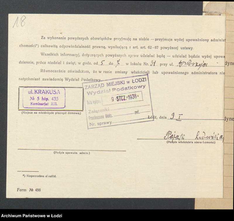 image.from.unit.number "Księga inwentarzowa nieruchomości m. Łodzi ul. Krakusa"