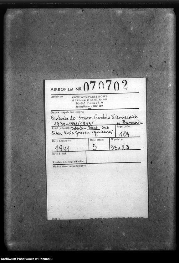 Obraz 2 z jednostki "Valentin Bast aus Liban, Kreis Gnesen (Gniezno)"