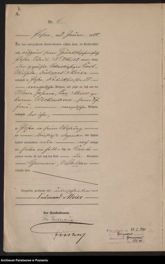 Obraz 7 z jednostki "Księga miejscowa urodzeń tom I [Rejestr główny urodzeń]"