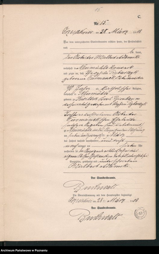 Obraz 18 z jednostki "Sterbe-Neben-Register"