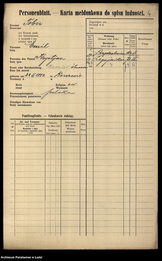 Obraz 6 z jednostki "[Spis ludności Łodzi] Tober - Tomański"