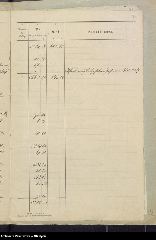 image.from.unit.number "Rechnung über Einnahme und Ausgabe der Kirchenkasse zu Widminnen"