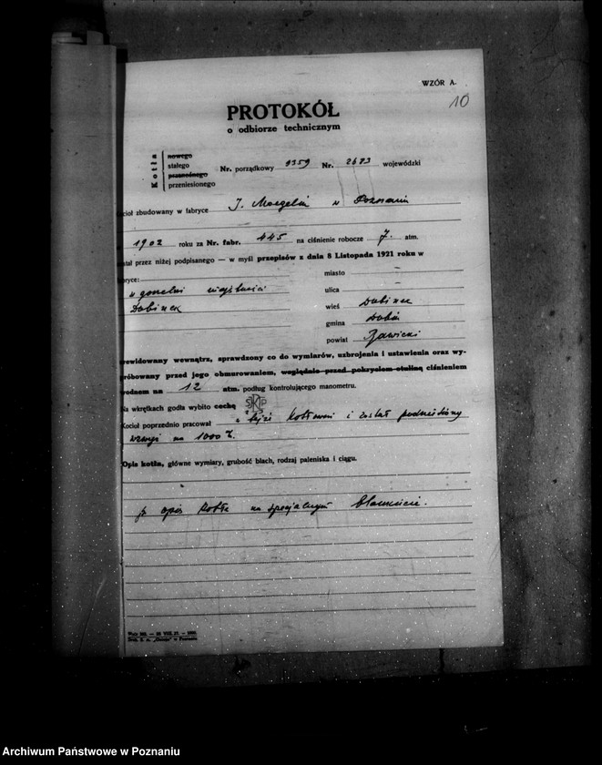 image.from.unit.number "Gorzelnia rolnicza w Dubinku powiat rawicki nr woj. kotła 2683"