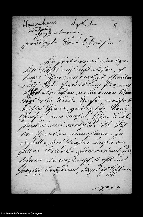 image.from.unit.number "/Briefe an Anna Gfin Lehndorff u. a. in Steinort in Sachen des Mädchenwaisenhauses in der Vorstadt Drengfurth/"