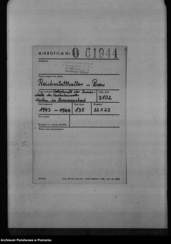 Obraz 2 z jednostki "Unterkunft der Aussenstelle des Reichsbauamtes Leslau in Hermannsbad"