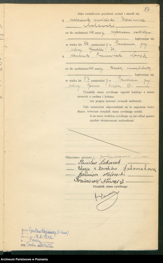 Obraz 18 z jednostki "Księga miejscowa małżeństw tom I [Rejestr główny małżeństw]"