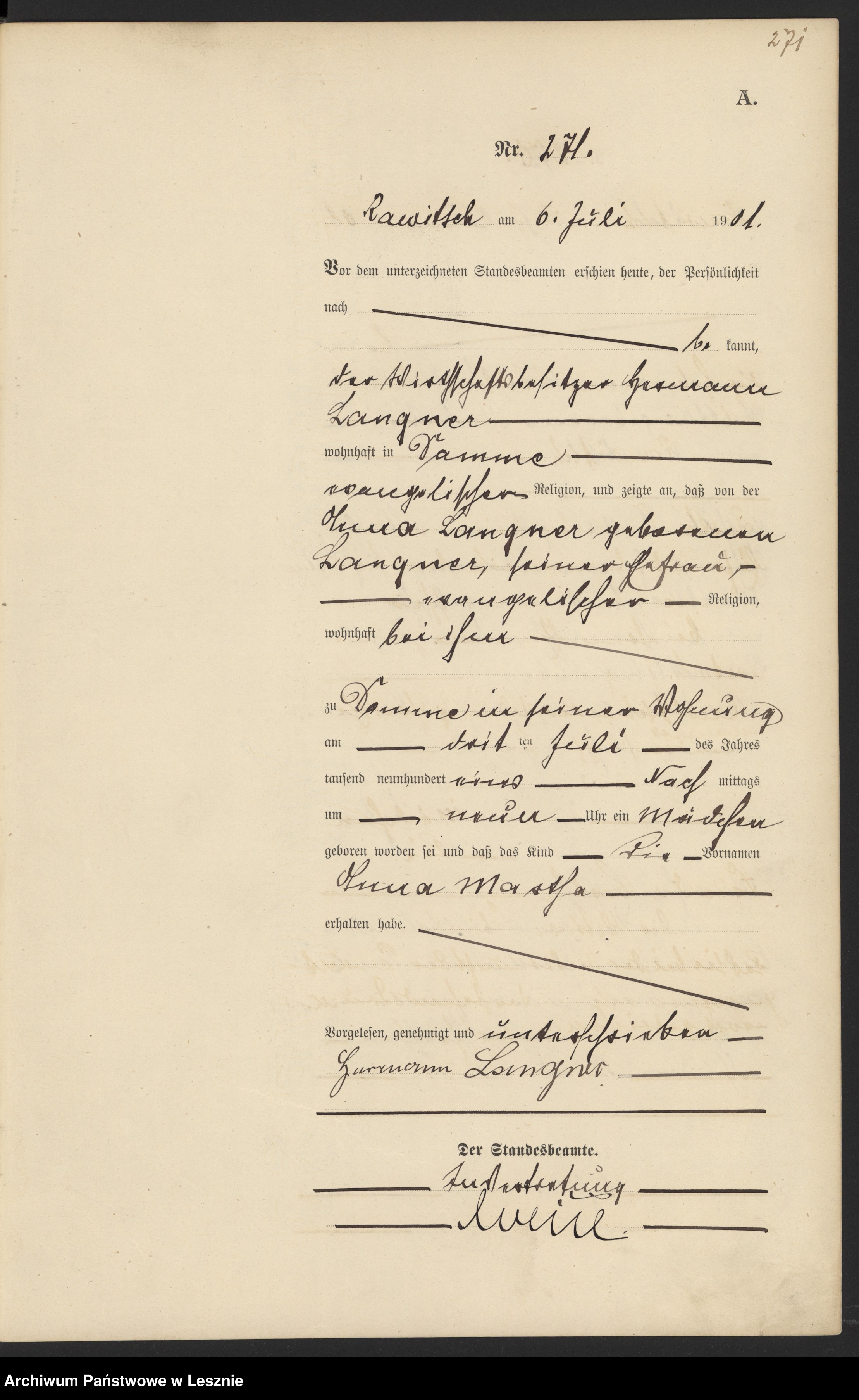 Skan z jednostki: [Księga urodzeń]