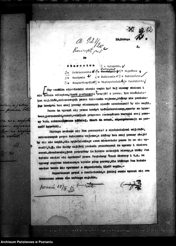 Obraz 16 z jednostki "Sprawy ogólno-administracyjne. Szkody wojenne, zapomogi gosp. rozporządzenie 9.3.20 r."