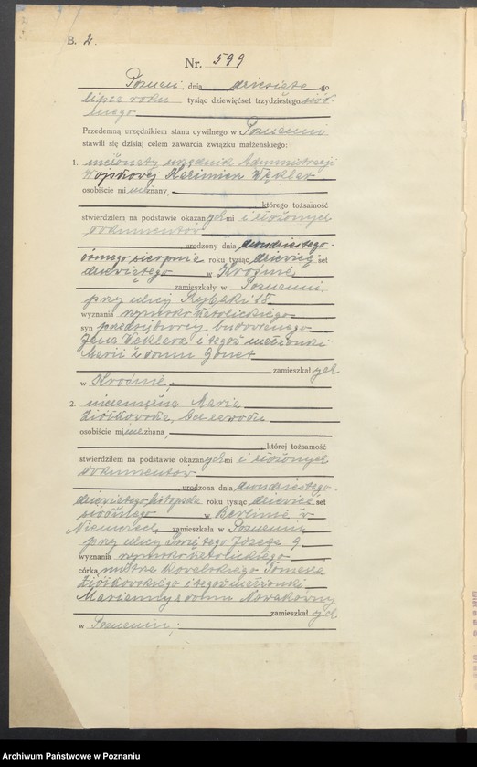 Obraz 4 z jednostki "Księga miejscowa małżeństw tom III [Rejestr główny małżeństw]"