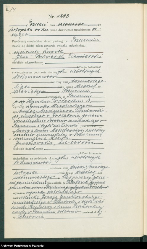 Obraz 16 z jednostki "Księga miejscowa małżeństw tom V [Rejestr główny małżeństw]"