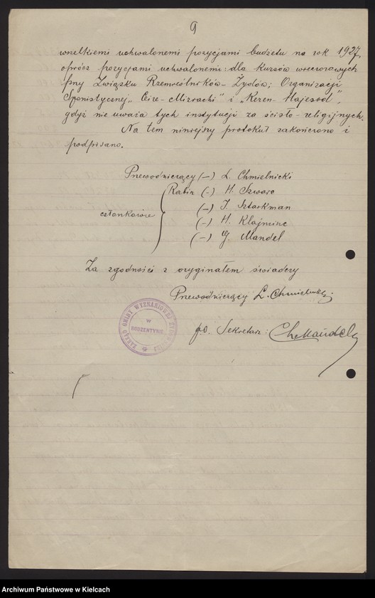 image.from.unit.number "Budżety i sprawy majątkowe żydowskiej gminy wyznaniowej w Bodzentynie pow. Kielce"