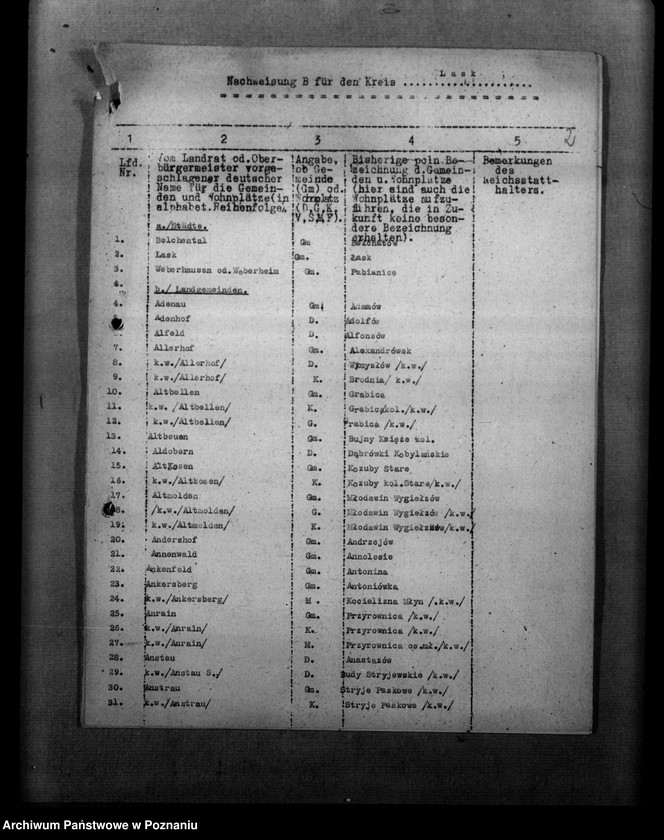 Obraz 6 z jednostki "Anderungen der Ortsnamen im Kreis Lask"