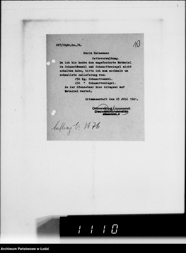 Obraz 16 z jednostki "Verschiedene. [Korespondencja w sprawie zaopatrzenia w artykuły techniczne]"