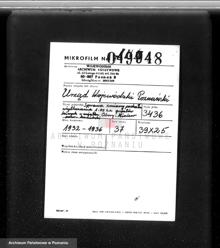 Obraz 2 z jednostki "Sprawa zmiany podziału użytkowania 1,00 ha gruntów leśnych w majątku Obory-Niniew powiaty koniński i kaliski"