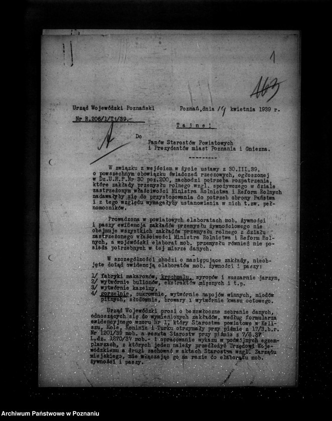 Obraz 5 z jednostki "/Powszechny obowiązek świadczeń rzeczowych i plany aprowizacyjne- generalia/"