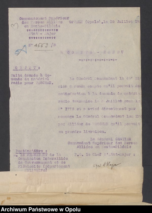 image.from.unit.number "Sorties /Korespondencja własna wychodząca, pisma, zarządzenia, sprawozdania/ 10.07. -28.10.1920"