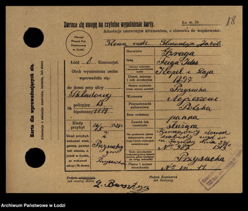 Obraz 20 z jednostki "[Spis ludności Łodzi] Szpulińska-Szron"