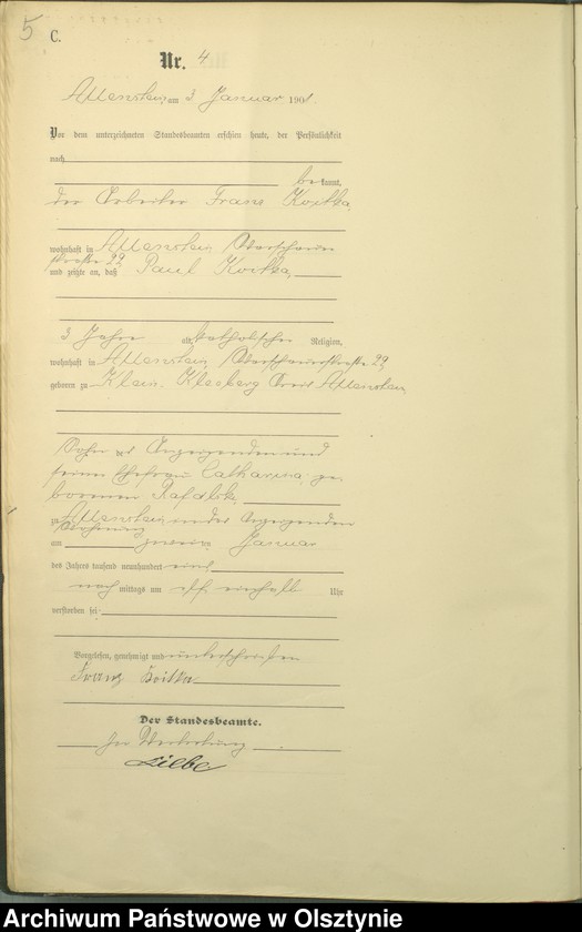 image.from.unit.number "Sterbe-Haupt-Register Tom I,Nr 1 - 399"