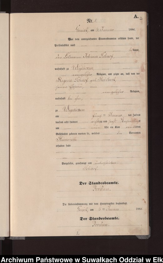 image.from.unit.number "Geburts-Neben-Register des Königlichen Preussischen Standes-Amtes Gneist Kreis Loetzen"